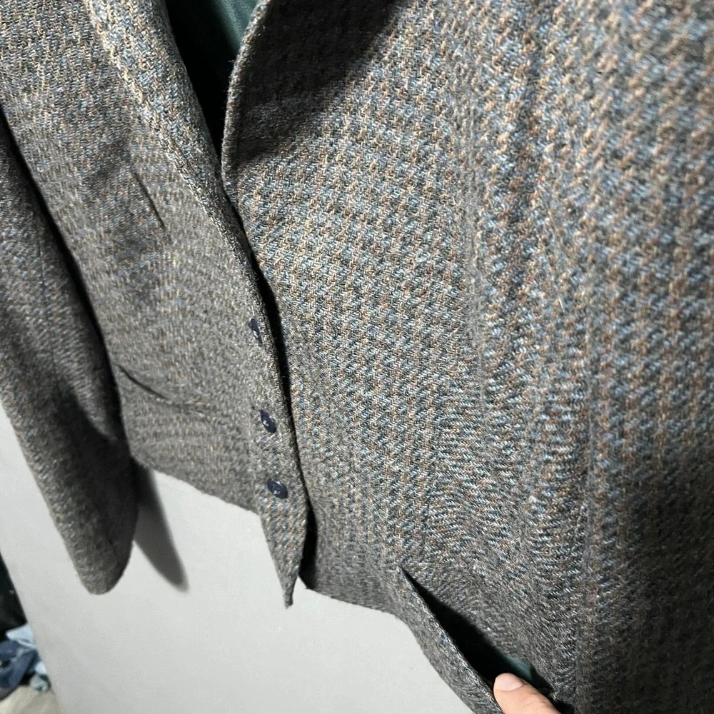 Vintage Levi Strauss & Co. Blazer Womens 14 Gray Wool Tweed Herringbone Lined - Picture 5 of 8